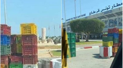 نصبة خضر و غلال أمام مطار قرطاج الدولي تثير غضب التونسيين 