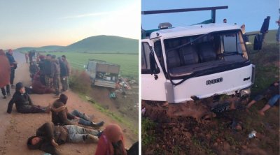 بنزرت: إصابة 36 شخصا إثر حادث انزلاق شاحنة تنقل عملة فلاحيين 