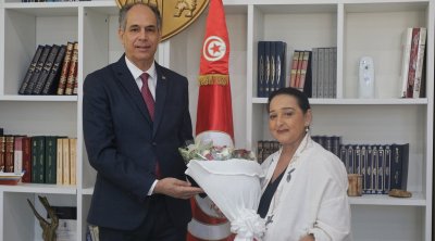 Cérémonie de passation des pouvoirs entre Amina Srarfi et Moncef Boukthir 