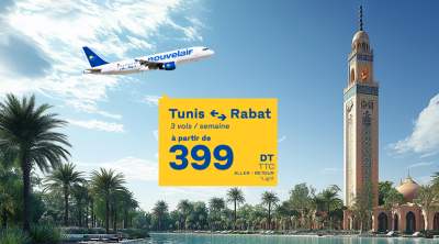 Tunis-Rabat avec Nouvelair, à partir de 399 DT