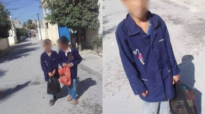 طفل يحمل أدواته المدرسية في كيس بلاستيكي : المندوبية الجهوية للتربية بزغوان توضح