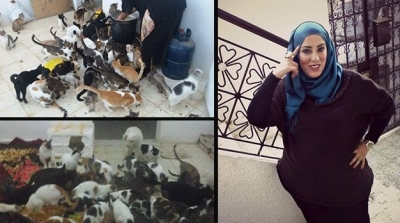 هدى تنقذ 120 قطا و 20 كلبا من الشارع و تؤيهم في منزلها 